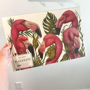 NWT Hester & Cook Pottery Barn Tropical Flamingo Paper Placemat Set